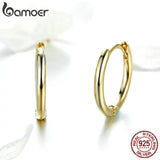 925 Silver Round Circle Hoop Earrings Women Gift SCE498