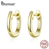 925 Silver Round Circle Hoop Earrings Women Gift SCE498