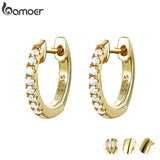 925 Silver Round Circle Hoop Earrings Women Gift SCE498