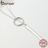 925 Silver Circle Line Pendant Necklace for Women