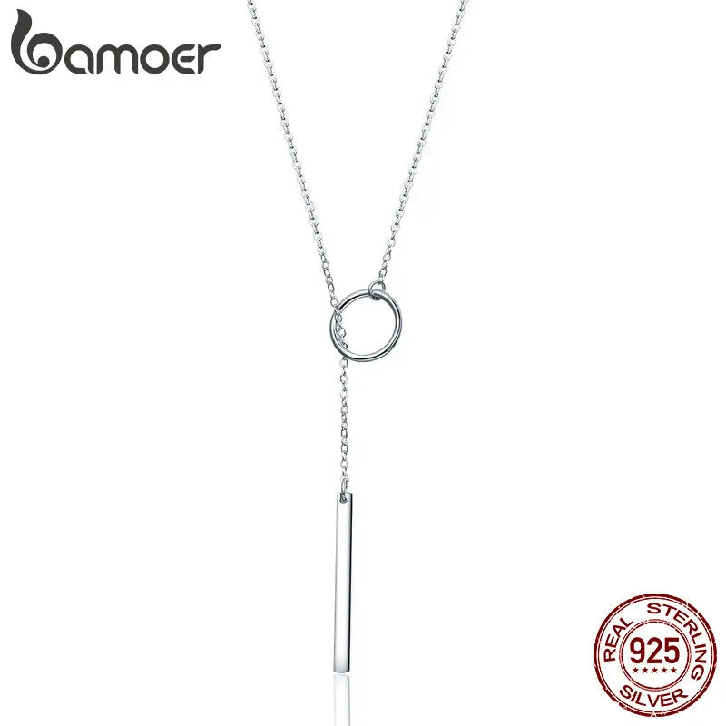 925 Silver Circle Line Pendant Necklace for Women