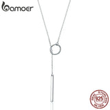 925 Silver Circle Line Pendant Necklace for Women