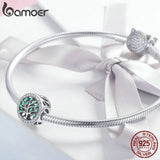 925 Sterling Silver Tree of Life Tree Leaves Clear CZ Beads
