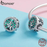 925 Sterling Silver Tree of Life Tree Leaves Clear CZ Beads