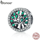 925 Sterling Silver Tree of Life Tree Leaves Clear CZ Beads