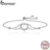 925 Silver Twisted Double Heart Chain Bracelet SCB022