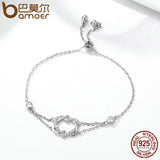 925 Silver Twisted Double Heart Chain Bracelet SCB022