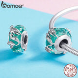 Glass Beads 925 Sterling Silver Mermaid Sea Charm Necklace