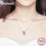 Glass Beads 925 Sterling Silver Mermaid Sea Charm Necklace