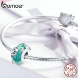 Glass Beads 925 Sterling Silver Mermaid Sea Charm Necklace