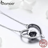 925 Silver Koala in Heart Pendant Necklace for Women