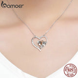 925 Silver Koala in Heart Pendant Necklace for Women