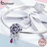 925 Silver Purple Flower Charm Pendant for Bracelets & Necklaces