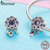 925 Silver Purple Flower Charm Pendant for Bracelets & Necklaces