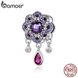 925 Silver Purple Flower Charm Pendant for Bracelets & Necklaces