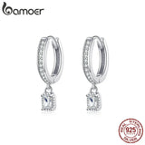 Charm Hoop Earrings CZ Wedding Jewelry BSE157