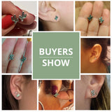 925 Sterling Silver Green Cactus Crystal Stud Earrings for Women