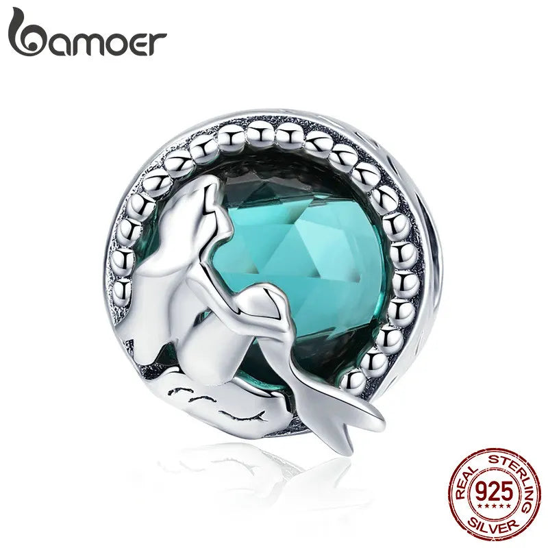 925 Silver Mermaid Missing Round Charms Beads DIY Jewelry