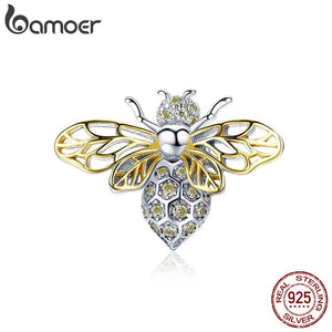 925 Silver Crystal Bee Charms for Women DIY Jewelry