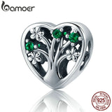 925 Silver Tree of Life Heart Clear CZ Beads Bracelet Gift