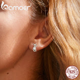 Sterling Silver Folding Fox Stud Earrings Women's Jewelry SCE526
