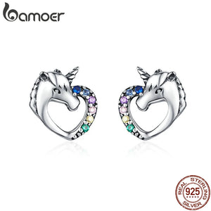 Hypoallergenic Sterling Silver Unicorn Stud Earrings for Girls Women