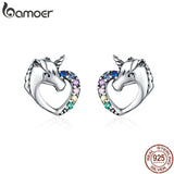 Hypoallergenic Sterling Silver Unicorn Stud Earrings for Girls Women