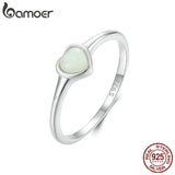 Luminous Heart Signet Ring Platinum Plated Promise Birthday Gift