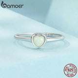 Luminous Heart Signet Ring Platinum Plated Promise Birthday Gift