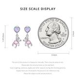 925 Silver Love Bear Earrings Pink Zircon Opal Heart Stone Jewelry