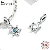 925 Silver Hexagram Demon Eye Pendant Zircon Charm for Bracelet Bangle Jewelry