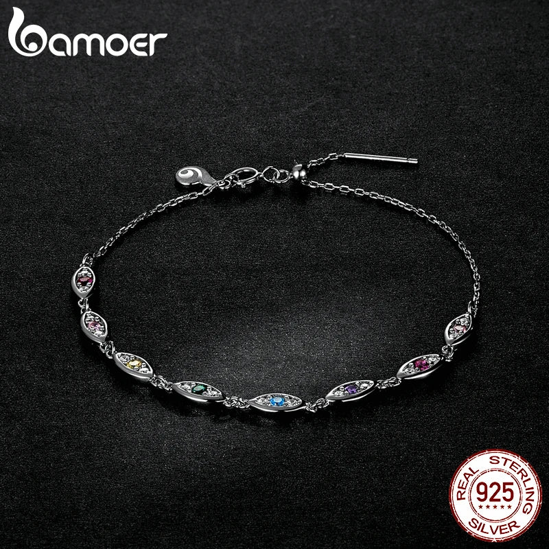 925 Silver Colorful Demon Eye Bracelet for Women