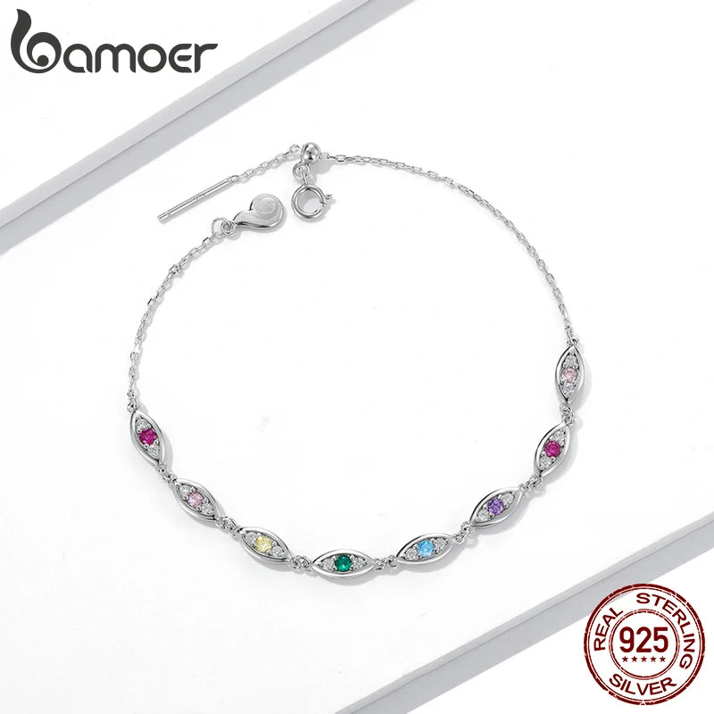 925 Silver Colorful Demon Eye Bracelet for Women