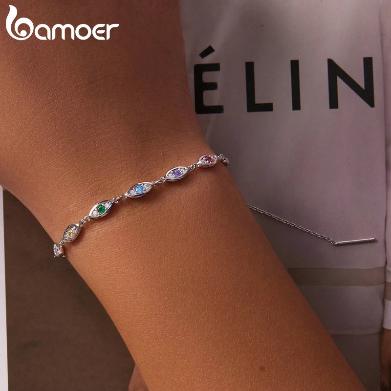 925 Silver Colorful Demon Eye Bracelet for Women