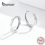Geometric Hoop Earrings 925 Sterling Silver Small Ear Hoops SCE622