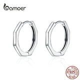 Geometric Hoop Earrings 925 Sterling Silver Small Ear Hoops SCE622