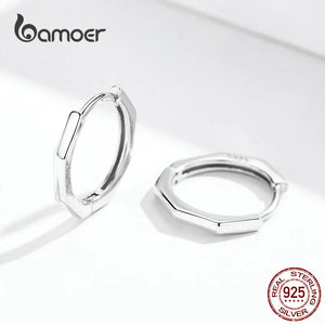 Geometric Hoop Earrings 925 Sterling Silver Small Ear Hoops SCE622