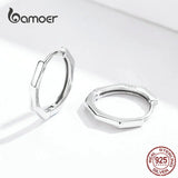 Geometric Hoop Earrings 925 Sterling Silver Small Ear Hoops SCE622