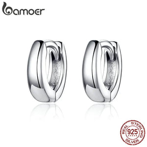 925 Silver Polishing Circle Hoop Earrings Women Men Fine Jewelry SCE552