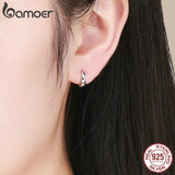 925 Silver Polishing Circle Hoop Earrings Women Men Fine Jewelry SCE552