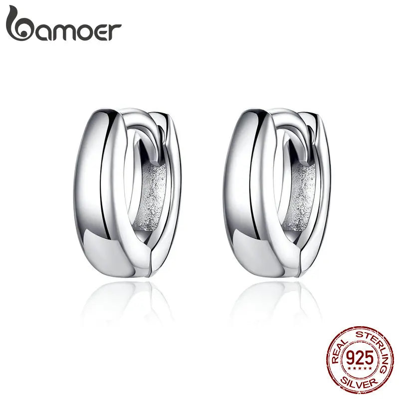 925 Silver Polishing Circle Hoop Earrings Women Men Fine Jewelry SCE552