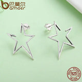 Arrival 925 Silver Star Stud Earrings for Women Hyperbole Fine Jewelry Bijoux