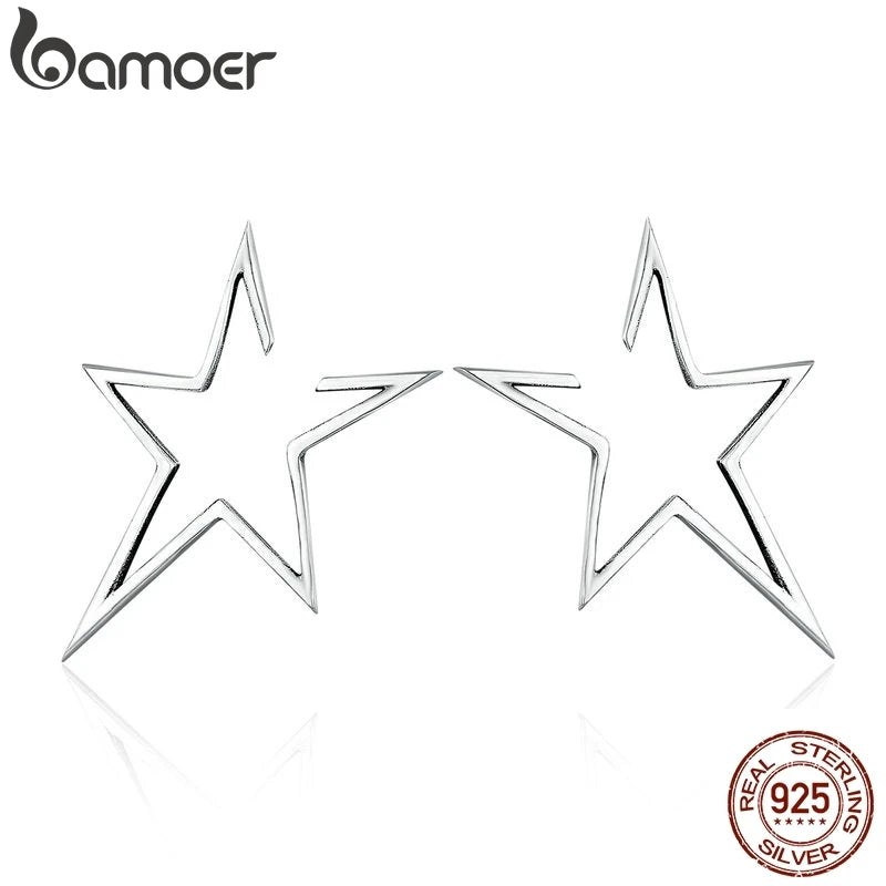 Arrival 925 Silver Star Stud Earrings for Women Hyperbole Fine Jewelry Bijoux