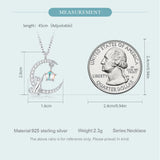 925 Silver Cat Moon Pendant Necklace Women Jewelry Gift