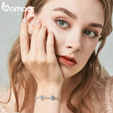 925 Sterling Silver Round Eyes Clear Cubic Zircon Crystal Tennis Bracelet