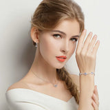 925 Sterling Silver Round Eyes Clear Cubic Zircon Crystal Tennis Bracelet