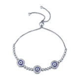 925 Sterling Silver Round Eyes Clear Cubic Zircon Crystal Tennis Bracelet