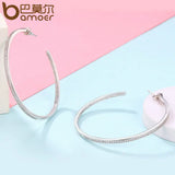 Silver Luminous Clear CZ Circle Hoop Earrings for Women YIE115