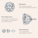 Platinum Moissanite Earrings Lab Diamond Studs