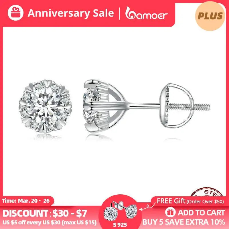 Platinum Moissanite Earrings Lab Diamond Studs